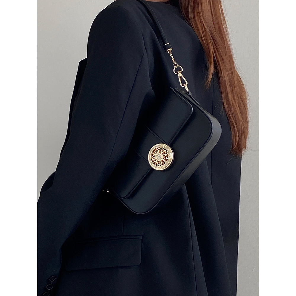 IELGY French retro pearl chain armpit bag texture all-match Western-style one-shoulder messenger bag