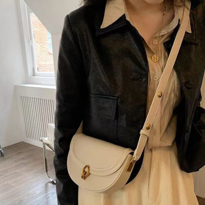 IELGY Korean style all-match lock buckle diagonal saddle bag women