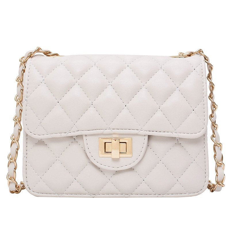 IELGY White Commuter One Shoulder Chain All-match Solid Color Women's Messenger Bag Fashion Soft Surface