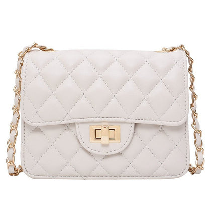IELGY White Commuter One Shoulder Chain All-match Solid Color Women's Messenger Bag Fashion Soft Surface