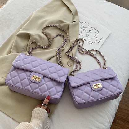 IELGY White Commuter One Shoulder Chain All-match Solid Color Women's Messenger Bag Fashion Soft Surface
