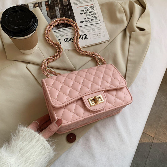 IELGY White Commuter One Shoulder Chain All-match Solid Color Women's Messenger Bag Fashion Soft Surface