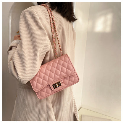 IELGY White Commuter One Shoulder Chain All-match Solid Color Women's Messenger Bag Fashion Soft Surface