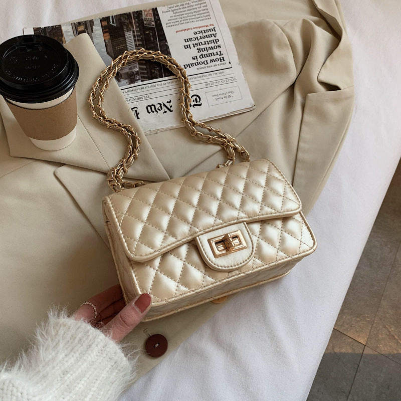 IELGY White Commuter One Shoulder Chain All-match Solid Color Women's Messenger Bag Fashion Soft Surface