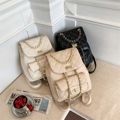 IELGY Large Capacity Backpack Trend Ins Texture Ladies Backpack