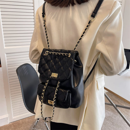 IELGY Large Capacity Backpack Trend Ins Texture Ladies Backpack