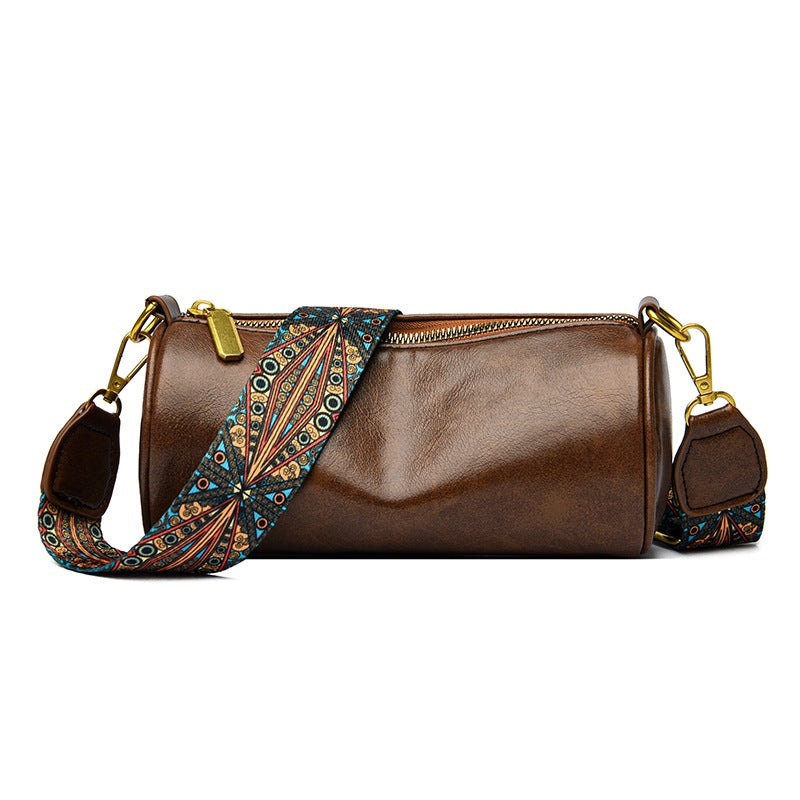 IELGY cylindrical shoulder bag simple personality casual solid color