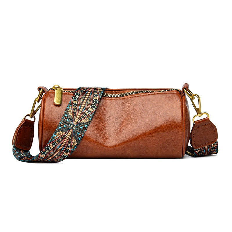 IELGY cylindrical shoulder bag simple personality casual solid color