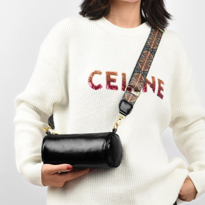 IELGY cylindrical shoulder bag simple personality casual solid color