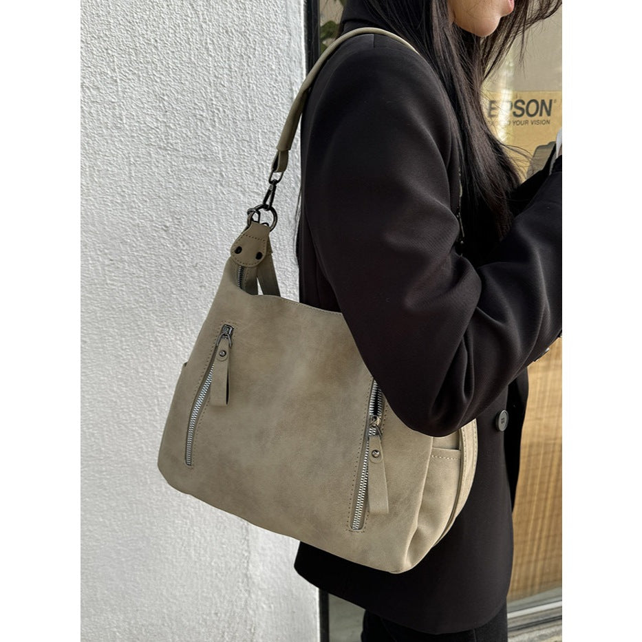 Ielgy Ladies Melade Color Retro Tote Bag Large Capacity Portable Commuter Bag