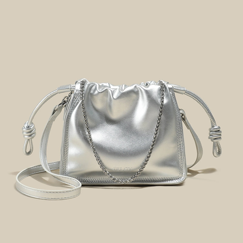 IELGY Trendy Crossbody Bag for Summer with Unique Pleated Chain Strap Design
