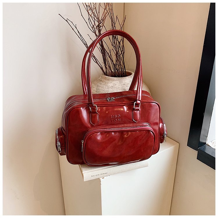 Ielgy Retro Portable Commuter Bag Niche Underarm Bag Simple Large-Capacity Shoulder Tote Bag