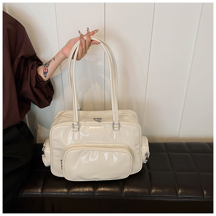 Ielgy Retro Portable Commuter Bag Niche Underarm Bag Simple Large-Capacity Shoulder Tote Bag