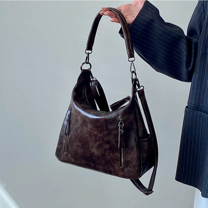 Ielgy Ladies Melade Color Retro Tote Bag Large Capacity Portable Commuter Bag