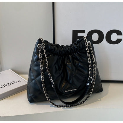 Ielgy Ladies Large-Capacity Shoulder Messenger Bag Texture Portable Diamond Bucket Bag