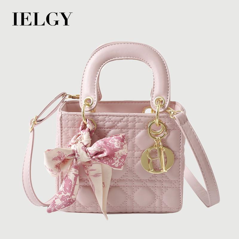 IELGY Popular Rhombic Handbag Women's Solid Color Shoulder Messenger Bag Small Square Bag