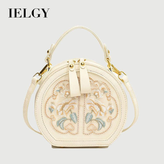 Ielgy Fashion Niche Embroidery Bag New Chinese Style All-Match Cross-Body Portable Small Round Bag