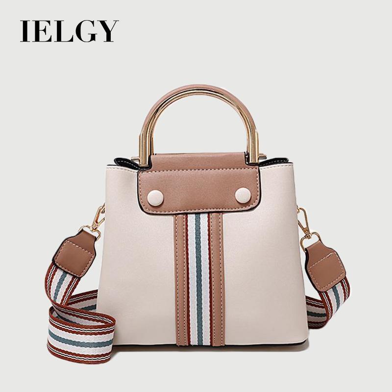 IELGY Fashion Stripe Korean Temperament Messenger Bag Simple Bucket Type