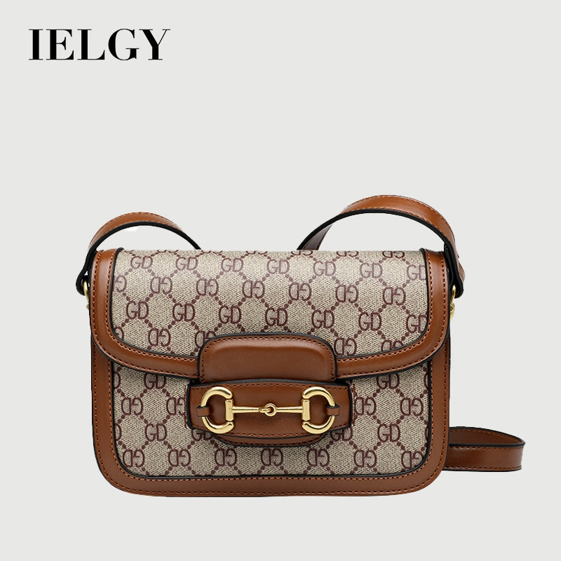 Ielgy Ladies Niche Retro Saddle Bag Fashionable All-Match One-Shoulder Messenger Bag
