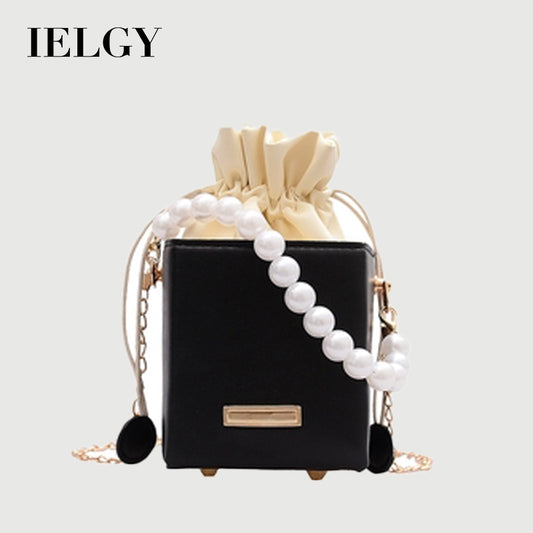 IELGY Small square bag female fashion western style popular all-match pearl portable chain messenger bag