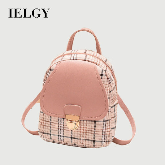 IELGY Women Small Backpack Lock Crossbody Purse Versatile Storage Brown Zipper Match Stain Resistant