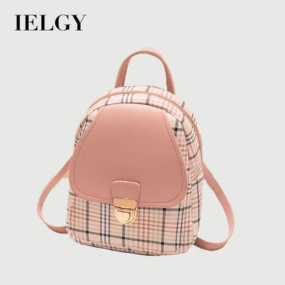 IELGY Women Small Backpack Lock Crossbody Purse Versatile Storage Brown Zipper Match Stain Resistant