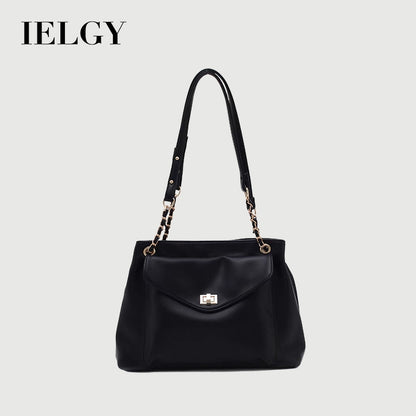 IELGY women's retro commuter large capacity black shoulder bag
