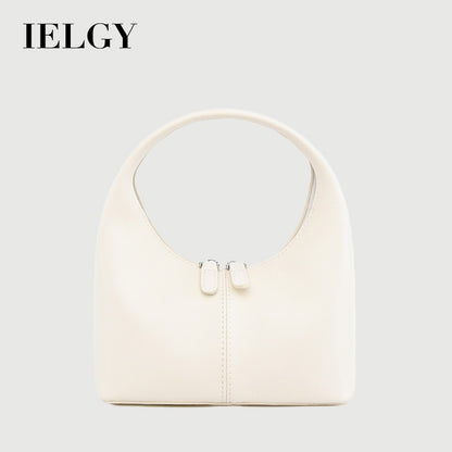 Ielgy Ladies Fashion Handbag Solid Color PU Fashion All-Match French Underarm Crescent Bag