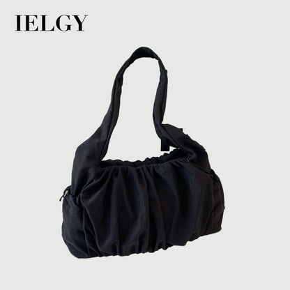Ielgy Ladies White Pleated Bag Simple Fashion Commuter All-Match Cross-Body One-Shoulder Armpit Bag