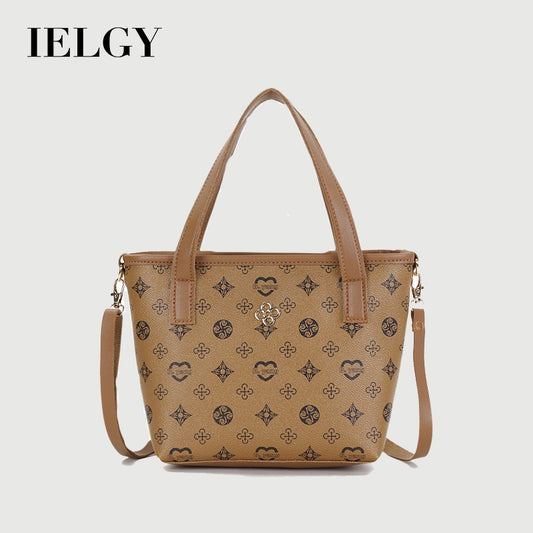 IELGY handbags bucket bags flowers diagonal bags simple and classic shoulder bags soft leather ladies mobile phone bags printed Retro