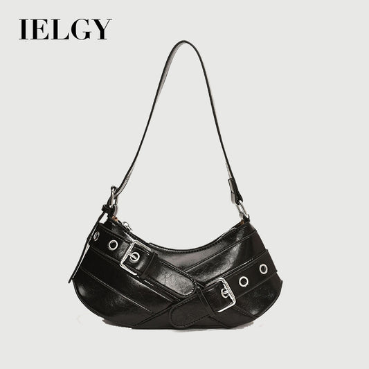 Ielgy Fashionable High-End Red Underarm Bag Ladies Korean Version Trendy All-Match Motorcycle Bag Niche Simple One-Shoulder