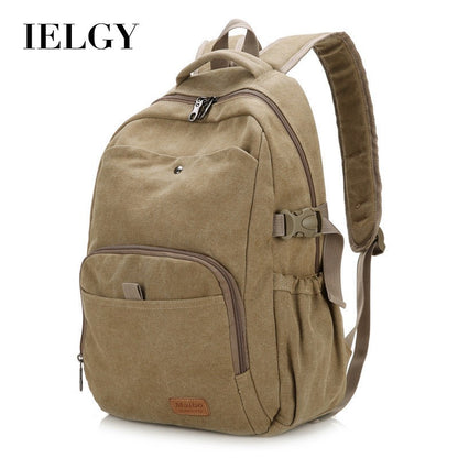 Ielgy Retro Canvas Backpack Ladies Wash Outdoor Backpack Student Simple Trendy Large-Capacity School Bag