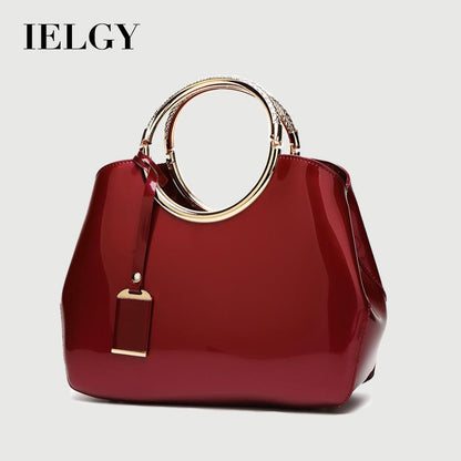 IELGY Patent Leather Shiny Bridal Wedding Tote Hand Bag