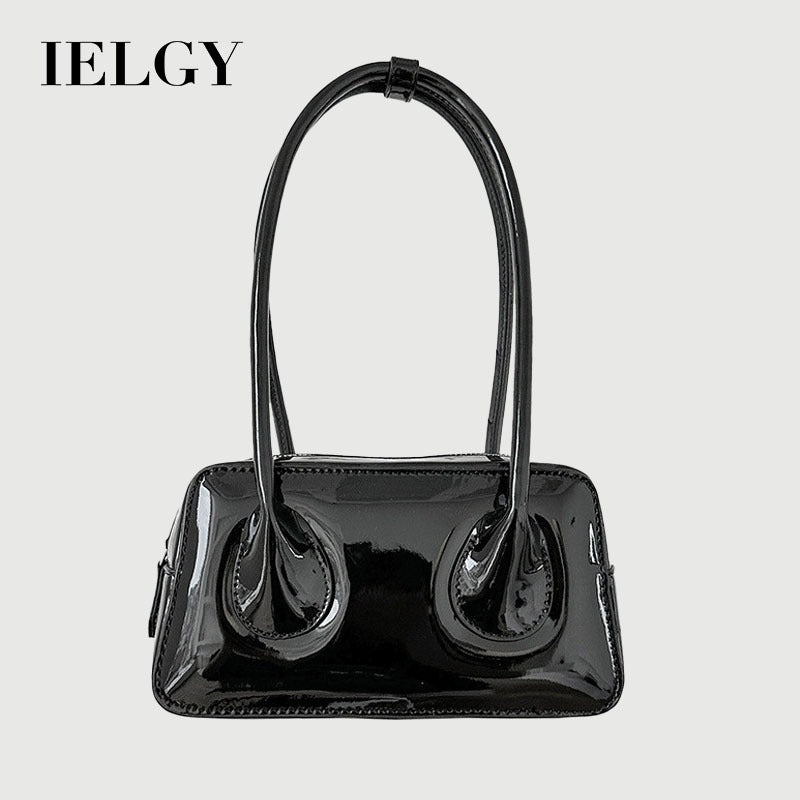 Ielgy Niche Texture Red Ladies Bag Simple All-Match Fashion One-Shoulder Glossy Patent Leather Underarm