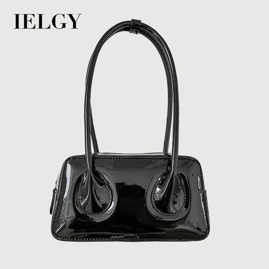 Ielgy Niche Texture Red Ladies Bag Simple All-Match Fashion One-Shoulder Glossy Patent Leather Underarm