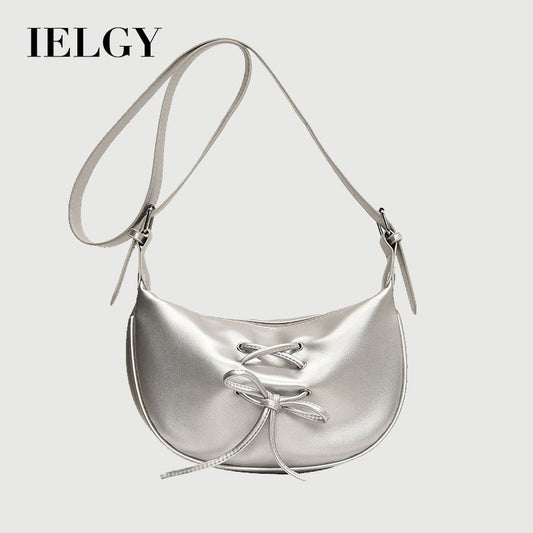 Ielgy Large-Capacity One-Shoulder Tote Bag All-Match Retro Fashion Bow Cross-Body Du