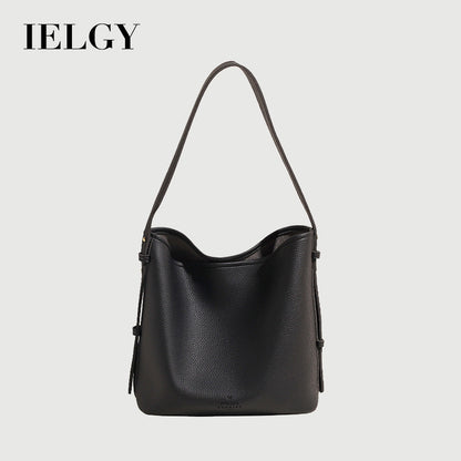 Ielgy Retro Large-Capacity Bucket Bag All-Match Simple Shoulder Tote Bag