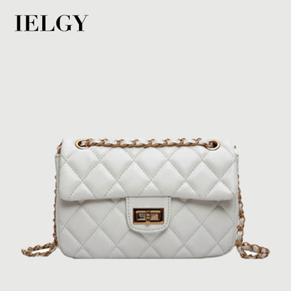IELGY White Commuter One Shoulder Chain All-match Solid Color Women's Messenger Bag Fashion Soft Surface