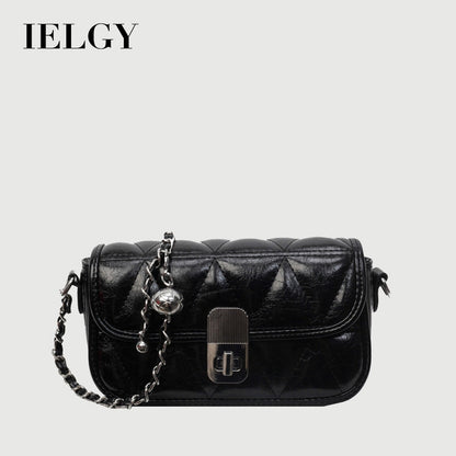 Ielgy Ladies Diamond Chain Bag Shoulder Crossbody Silver Small Golden Ball Adjustable Texture Small Square Bag