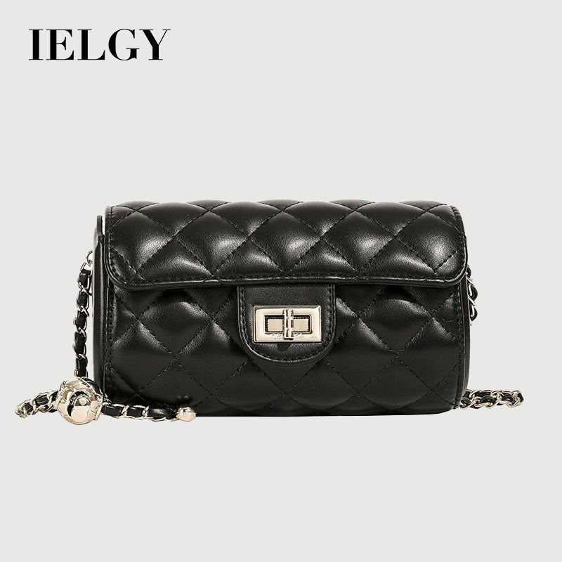 Ielgy Ladies Diamond Embroidery Thread Fashionable All-Match Chain Cross-Body Bag Flow Mini Silver Small Square Bag