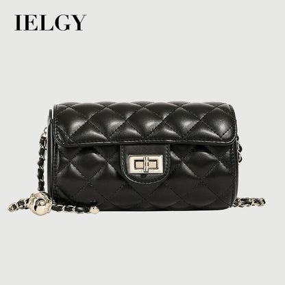 Ielgy Ladies Diamond Embroidery Thread Fashionable All-Match Chain Cross-Body Bag Flow Mini Silver Small Square Bag