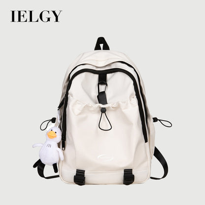 Ielgy Schoolbag College Students Niche Design Backpack Female Fashion Travel Commuter Backpack