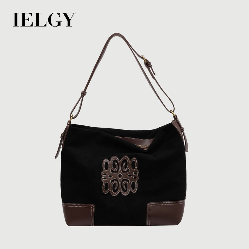 Ielgy Large Capacity Commuter Tote Bag Fashion Autumn Winter Suede One-Shoulder Shopping Bag
