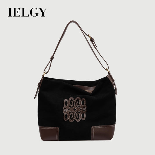 Ielgy Large Capacity Commuter Tote Bag Fashion Autumn Winter Suede One-Shoulder Shopping Bag