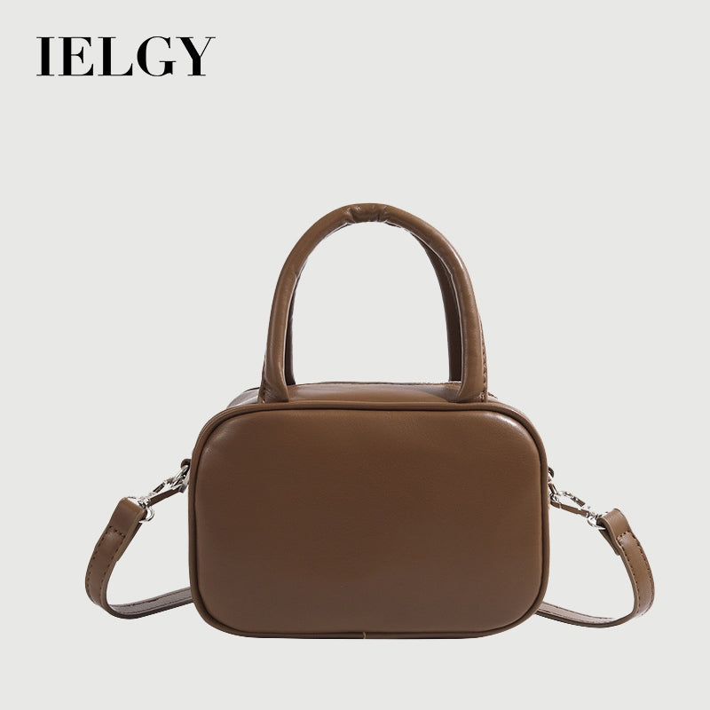 Ielgy Ladies Brown Boston Bag Fashionable Portable Pillow Bag Fashionable All-Match Crossbody