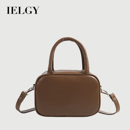 Ielgy Ladies Brown Boston Bag Fashionable Portable Pillow Bag Fashionable All-Match Crossbody