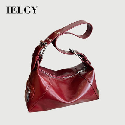 Ielgy Ladies Red High-End Feeling One-Shoulder Underarm Bag Cross-Body Commuter