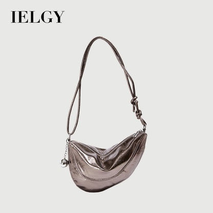 Ielgy Fashionable Trendy Silver Dumpling Bag Korean Version Simple Casual Large-Capacity One-Shoulder Female Bag