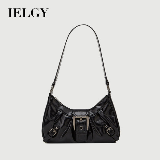Ielgy Shoulder Tote Bag American Retro Commuter Classy Distressed Style Underarm Motorcycle Bag