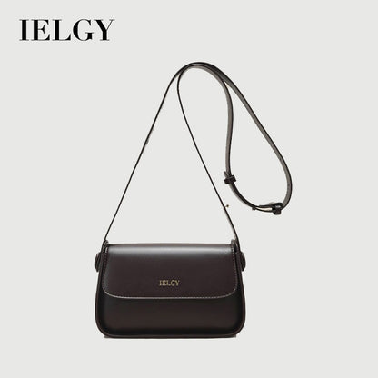 IELGY Fashionable and Versatile Top-handle Bag in Coffee with Wide Shoulder Strap for Women